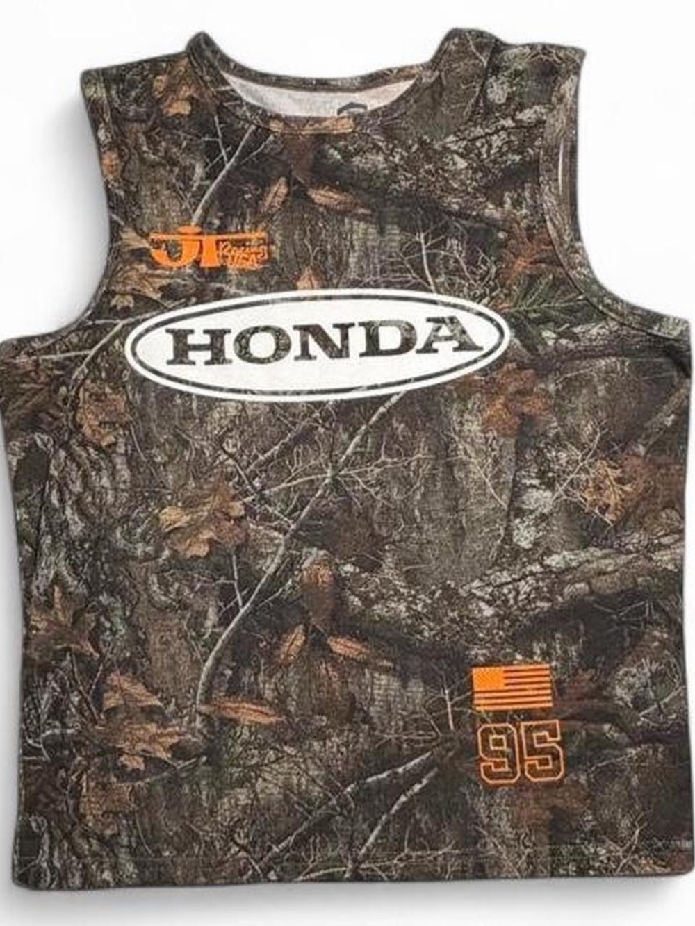 Honda JT Racing Camo Sleeveless Tank Top with Orange Accents
